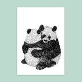 Pandabären Illustrierte Postkarte von Martina Müller, Baden